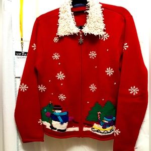 Christmas snowman sweater, zip up